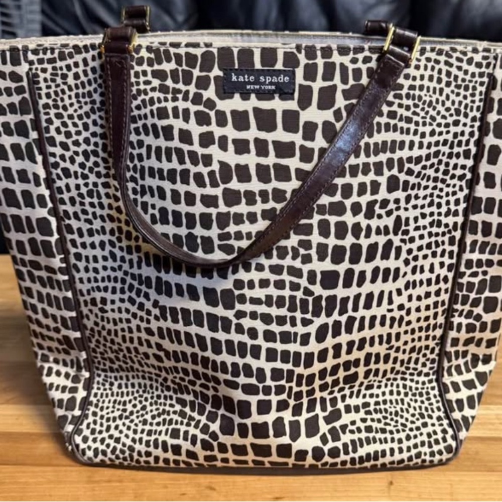 Kate Spade Black and White Crocodile Print Tote